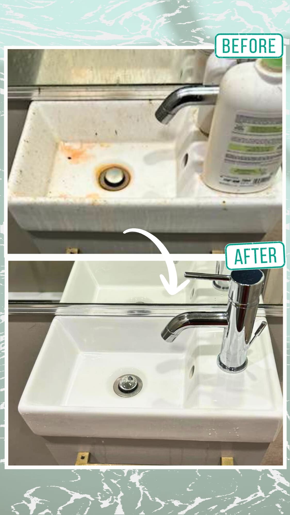 Sink before & after
