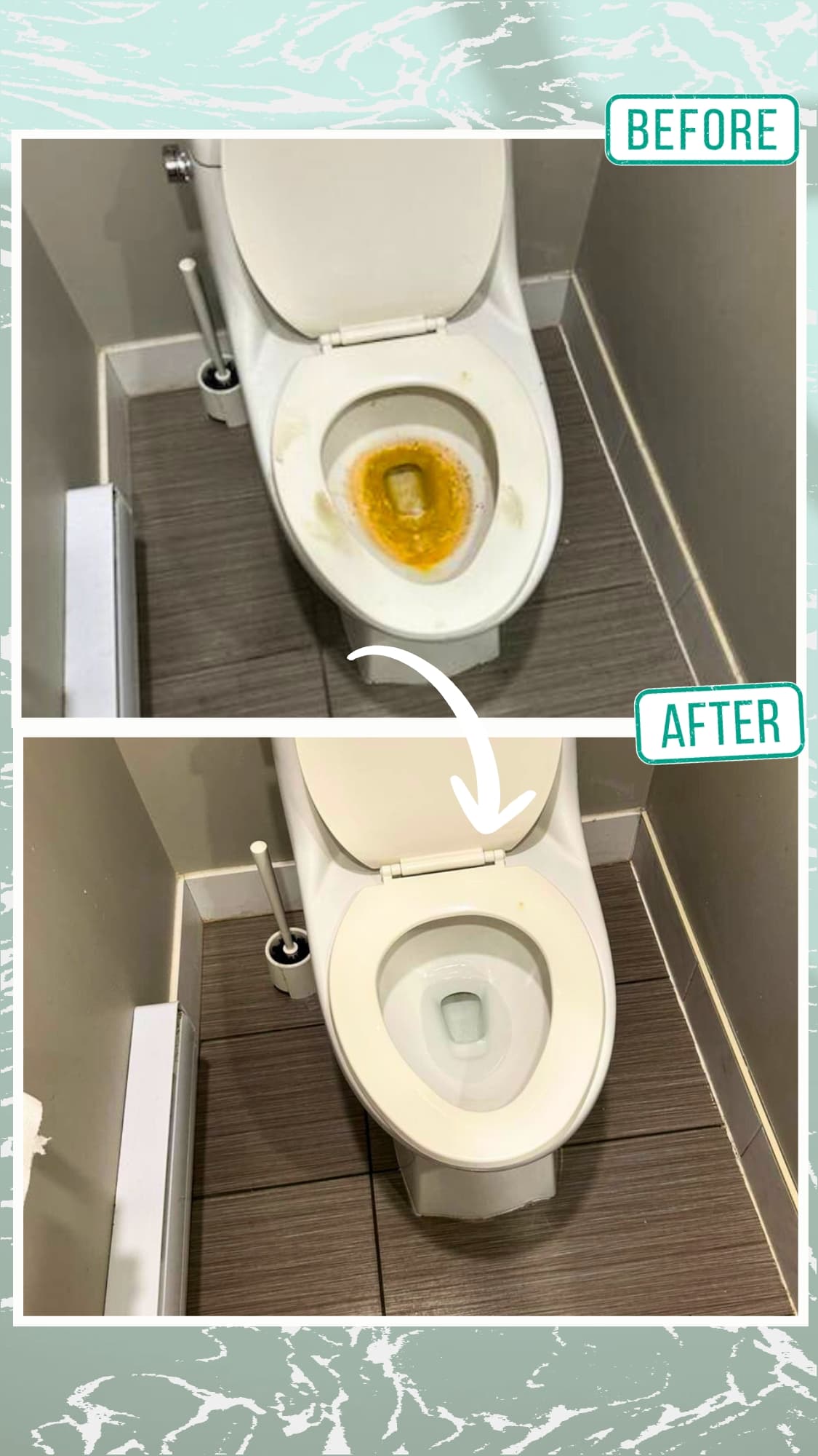 Toilet before & after